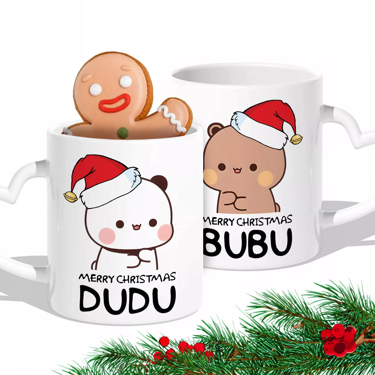 Rinkinys 2 baltų puodelių Bubu ir Dudu