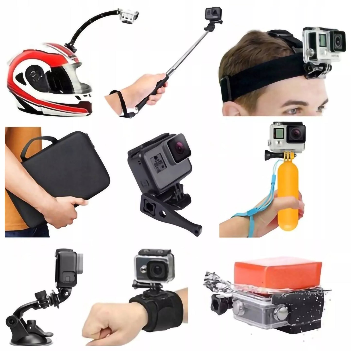 Rinkinys 6 1in 1 priedai, skirti GoPro HERO 13 12 11 10 9 8 7 6 5 BLACK