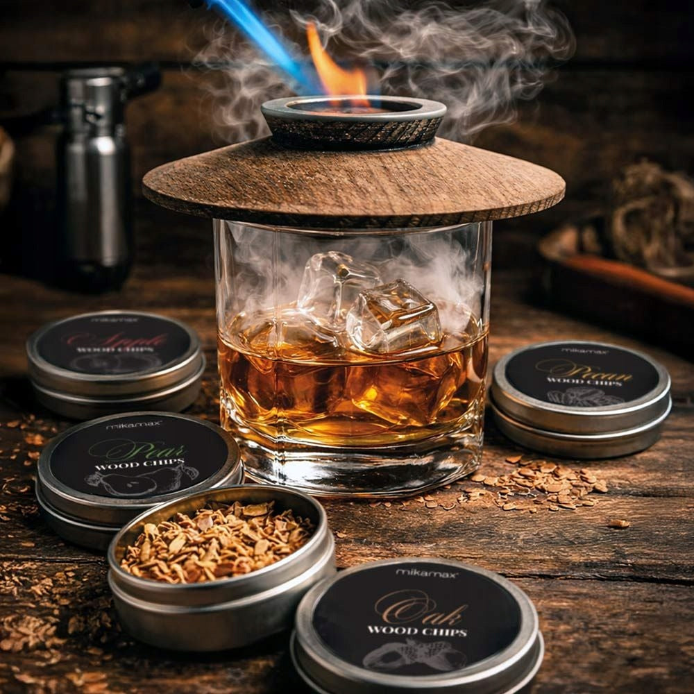 WHISKY SMOKER KŪPINĀŠANAS KOMPLEKTS + SKAIDAS - DĀVANA DRAUGAM VĪRIETIM