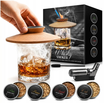 WHISKY SMOKER KŪPINĀŠANAS KOMPLEKTS + SKAIDAS - DĀVANA DRAUGAM VĪRIETIM