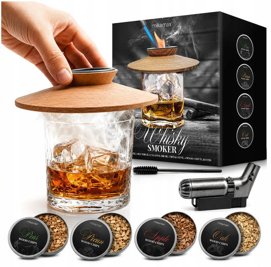 WHISKY SMOKER KŪPINĀŠANAS KOMPLEKTS + SKAIDAS - DĀVANA DRAUGAM VĪRIETIM