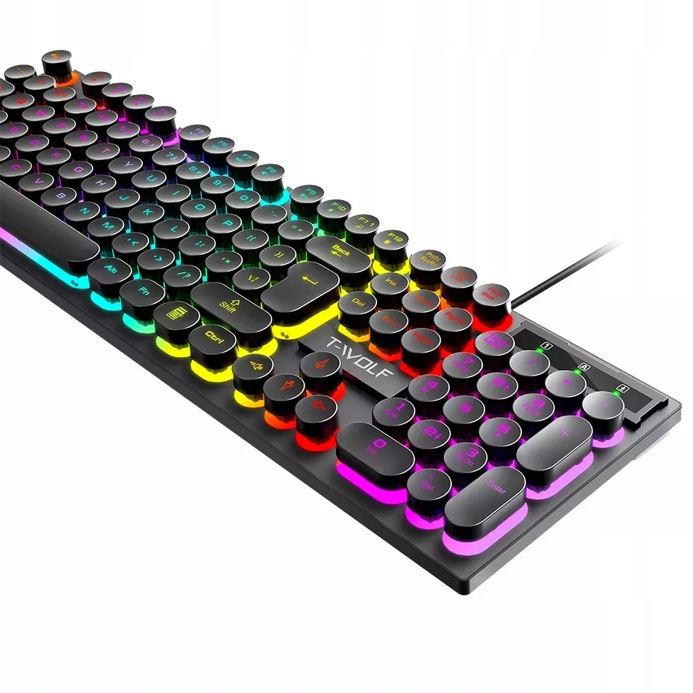 žaidėjo rinkinys žaidimų klaviatūra pelė LED RGB USB apšvietimas