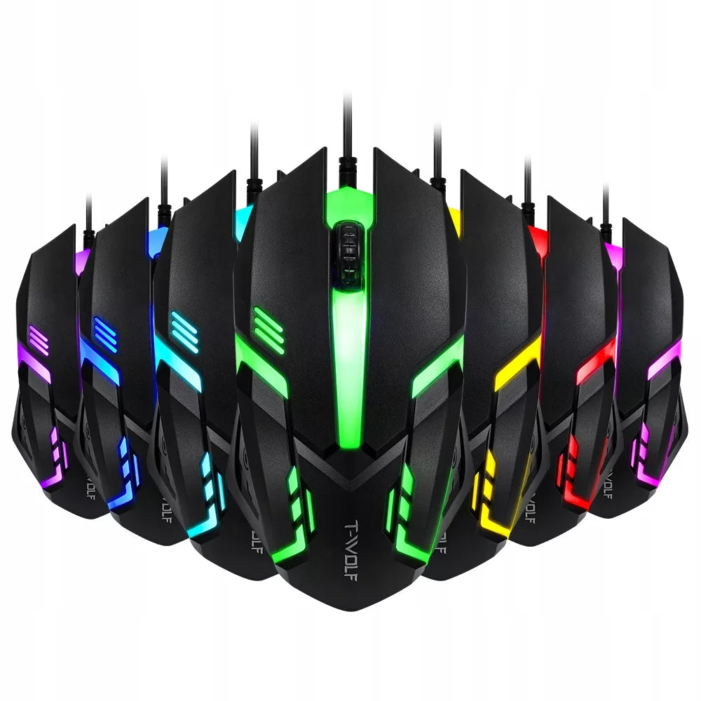 žaidėjo rinkinys žaidimų klaviatūra pelė LED RGB USB apšvietimas