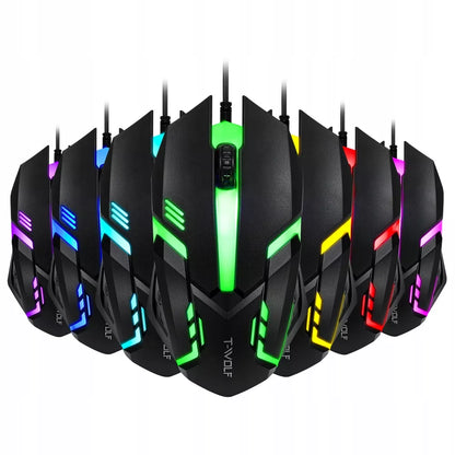 žaidėjo rinkinys žaidimų klaviatūra pelė LED RGB USB apšvietimas