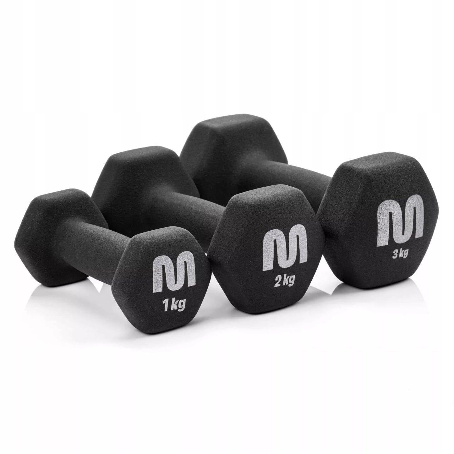 Hantelių rinkinys su stovu – 2×3, 2, 1 kg svoriai sportui