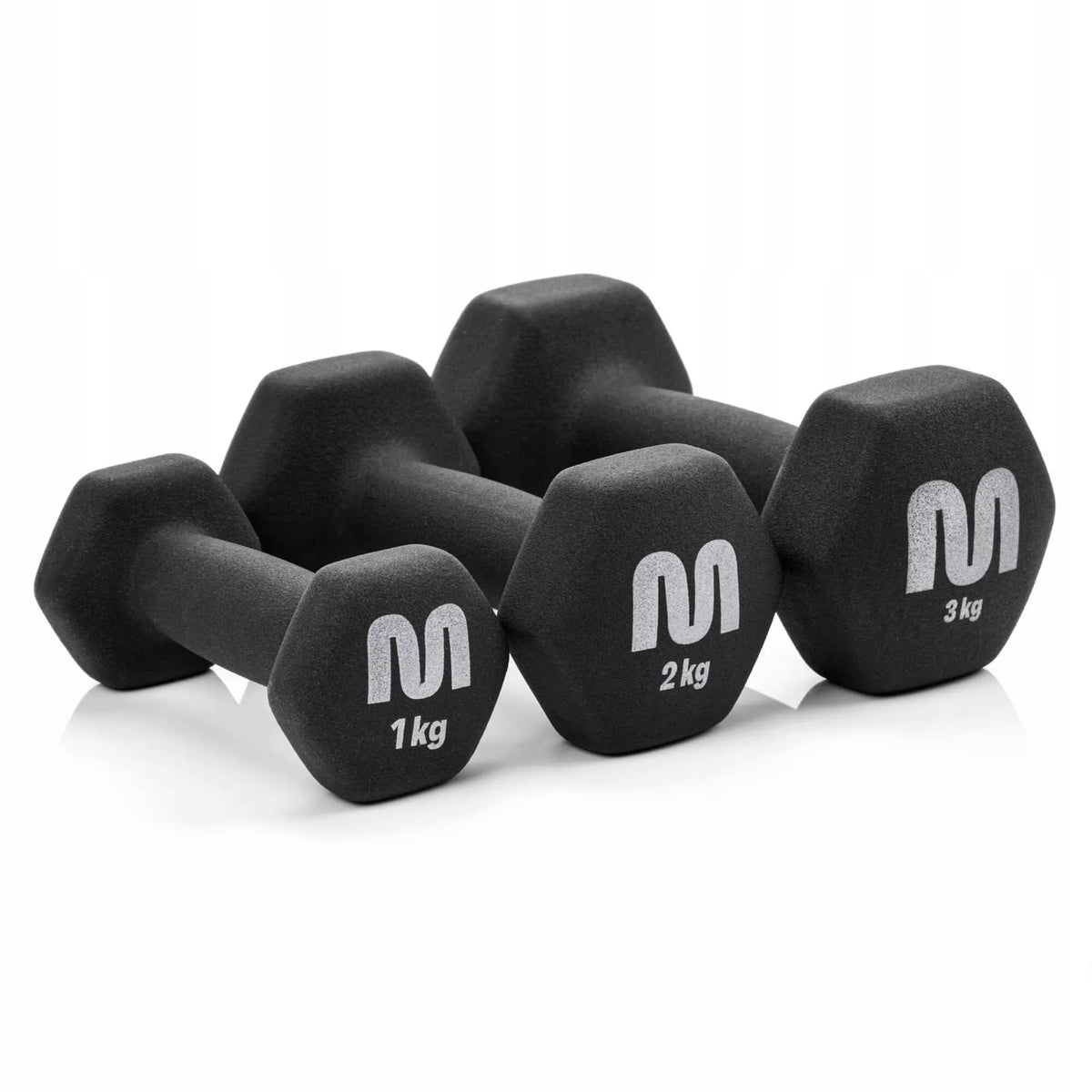 Hantelių rinkinys su stovu – 2×3, 2, 1 kg svoriai sportui