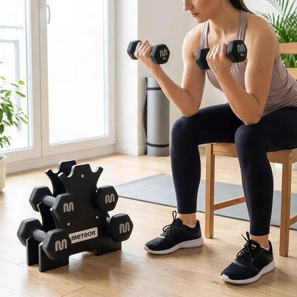 Hantelių rinkinys su stovu – 2×3, 2, 1 kg svoriai sportui