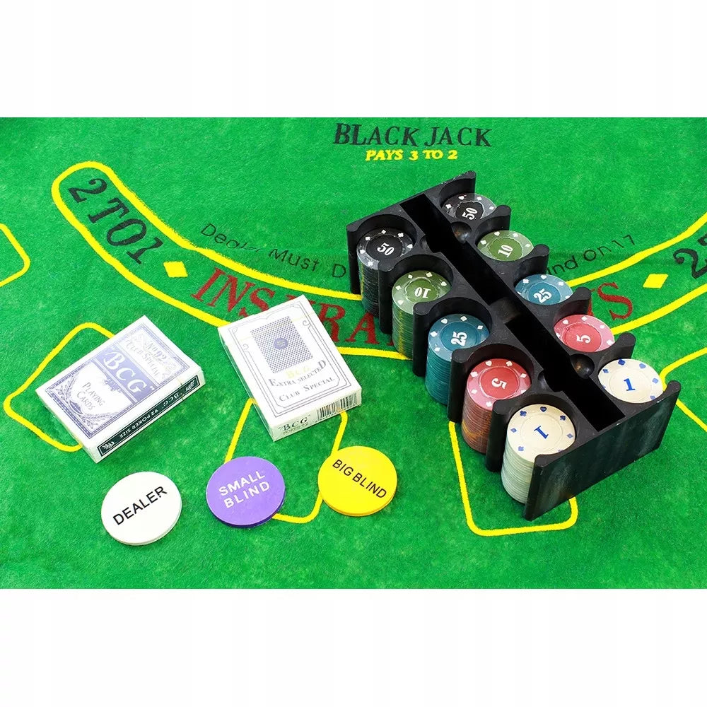 Texas pokerio žetonai – 2 kortų kaladės, Premium VIP komplektas, stiprus ir didelis