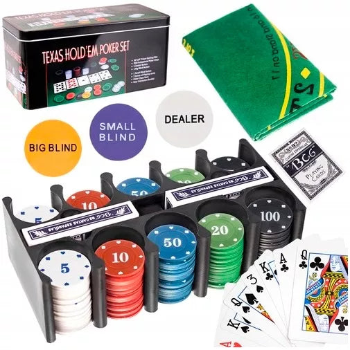 Texas pokerio žetonai – 2 kortų kaladės, Premium VIP komplektas, stiprus ir didelis