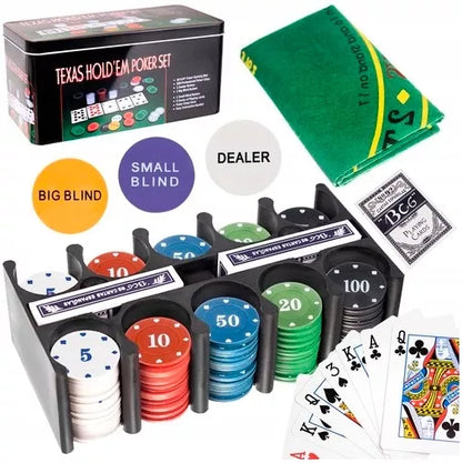Texas pokerio žetonai – 2 kortų kaladės, Premium VIP komplektas, stiprus ir didelis