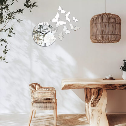 Sieninis laikrodis ModernClock „Drugeliai Veidrodis“