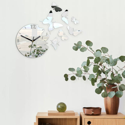 Sieninis laikrodis ModernClock „Drugeliai Veidrodis“