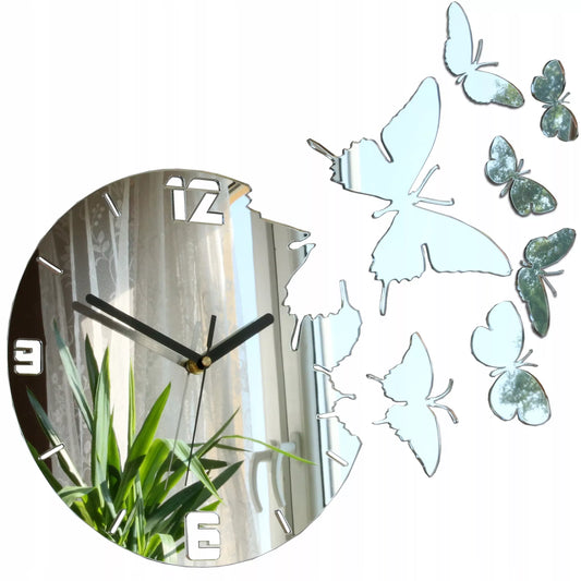 Sieninis laikrodis ModernClock „Drugeliai Veidrodis“