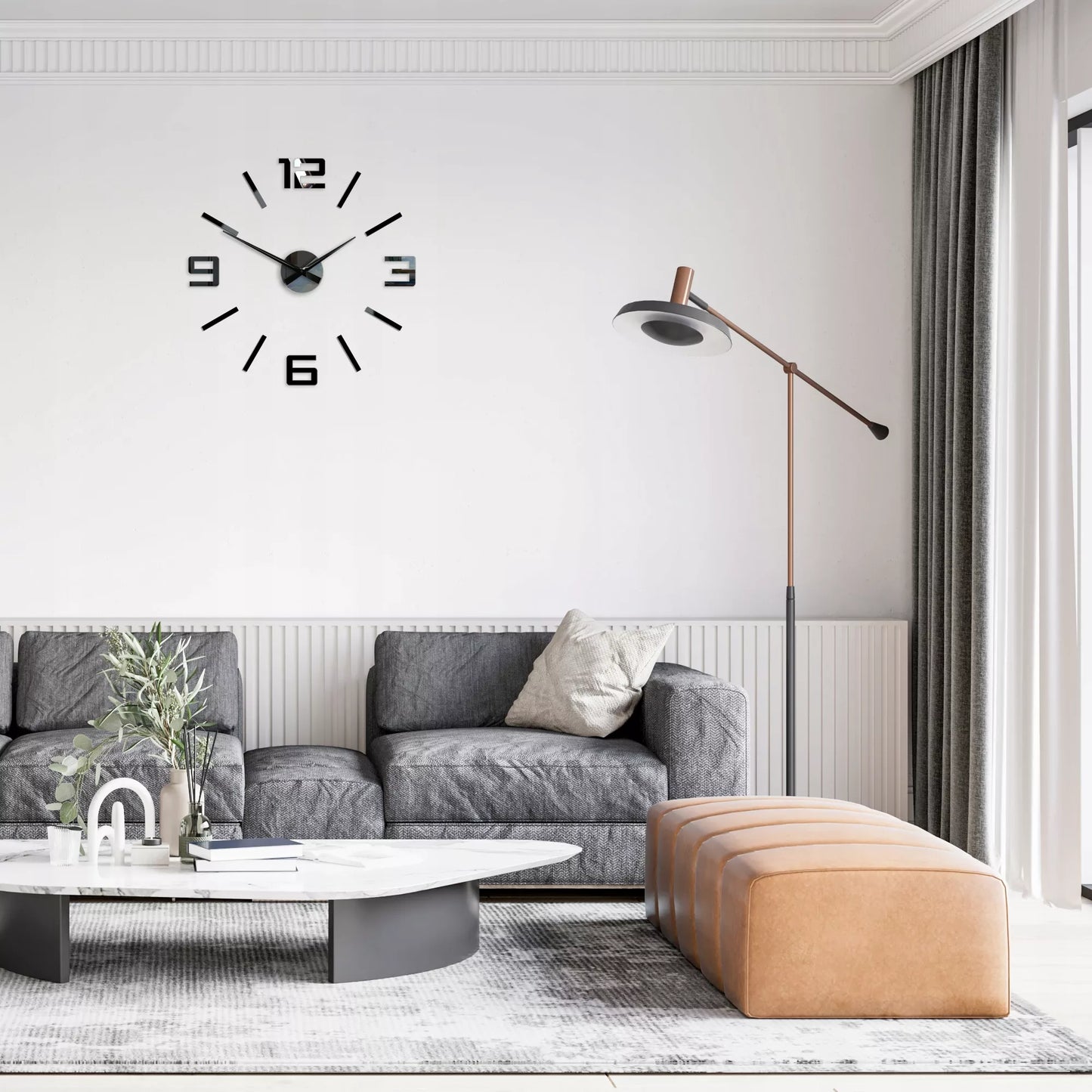 Sieninis laikrodis XL Juodas 60cm
