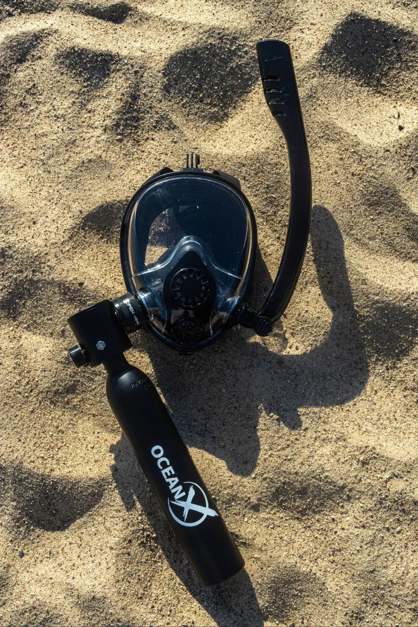 5v1 nardymo rinkinys su oro balionu ir pilno veido kauke, siurbliu, OceanX 0,5L