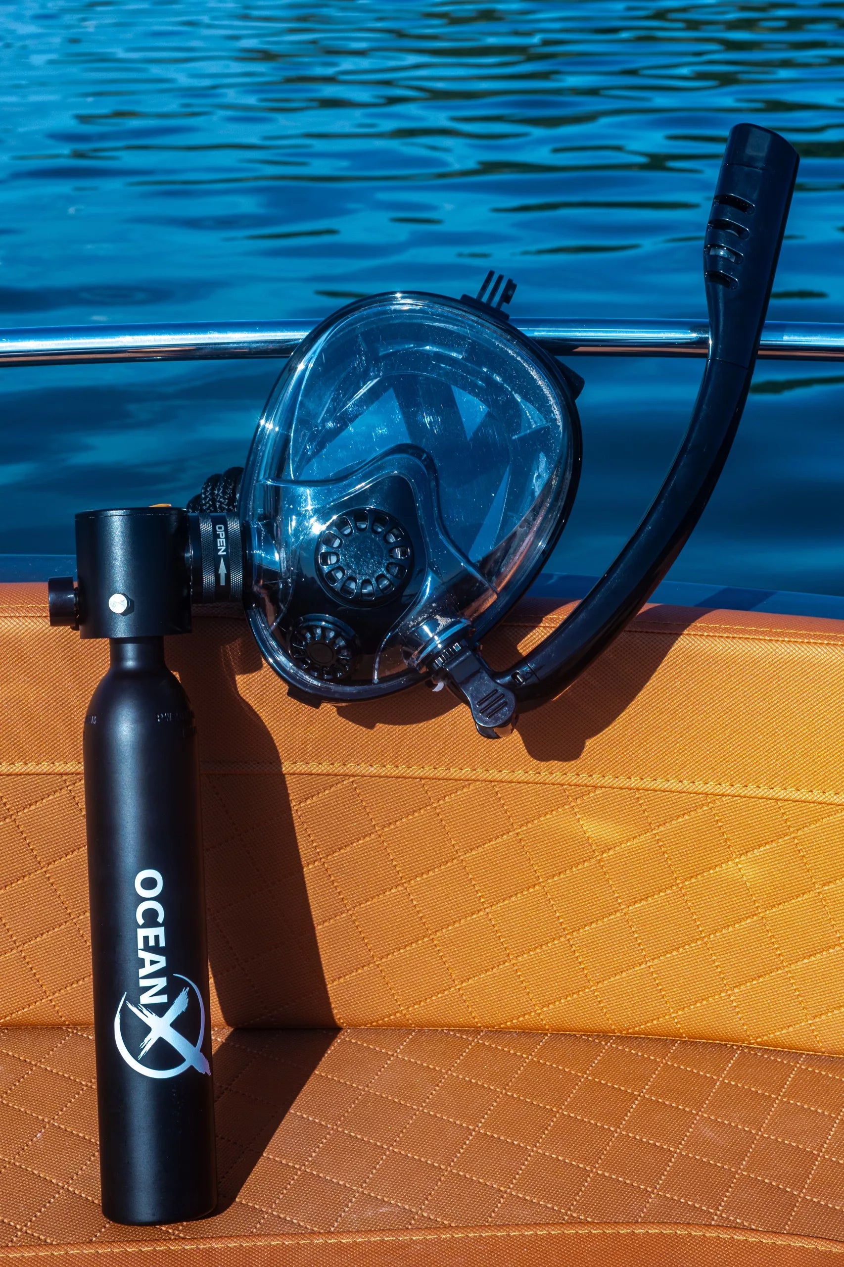 5v1 nardymo rinkinys su oro balionu ir pilno veido kauke, siurbliu, OceanX 0,5L