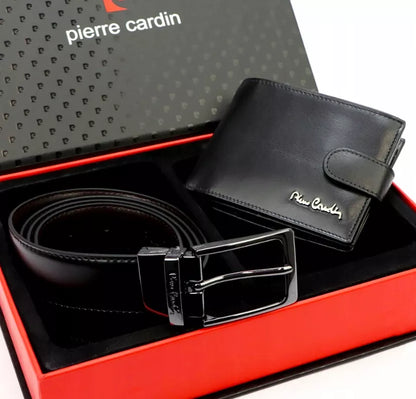 Vyriškas odinis rinkinys Pierre Cardin – odinis diržas ir piniginė