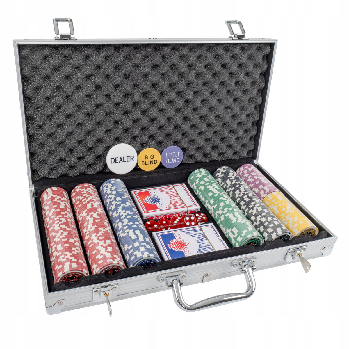 Premium pokera komplekts | 300 žetonu, čemodāns, kārtis, kauliņi
