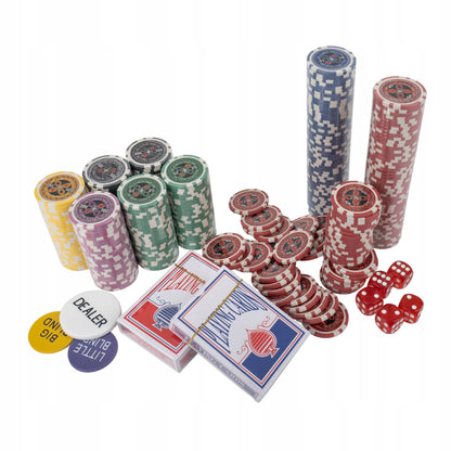 Premium pokera komplekts | 300 žetonu, čemodāns, kārtis, kauliņi