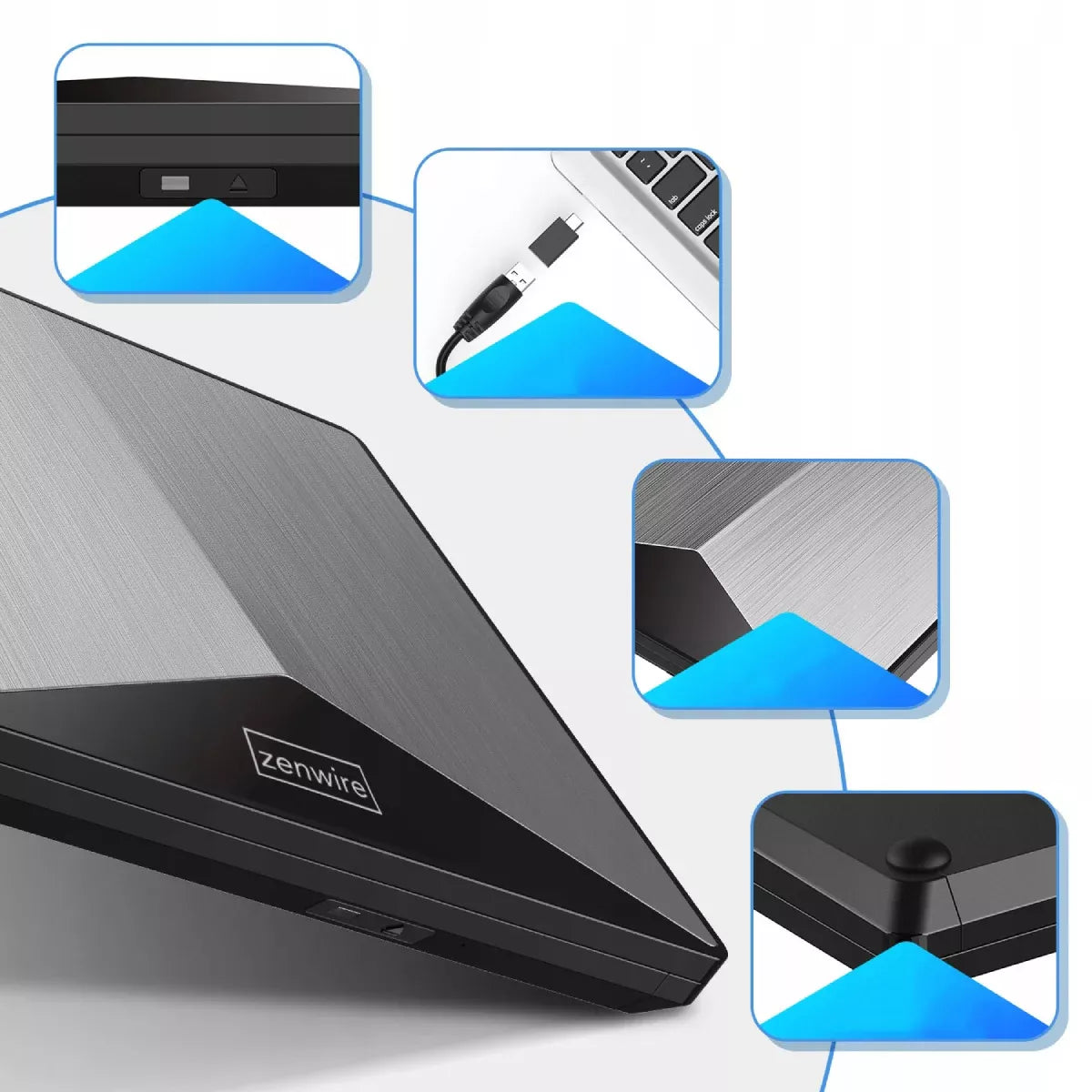 Išorinis DVD CD USB-C 3.0 grotuvas rašytuvas nešiojamam kompiuteriui