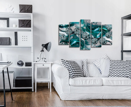 Abstraktus 5 dalių paveikslas ant drobės su rėmu, 3D dekoracija svetainei ir miegamajam, 100 × 60 cm