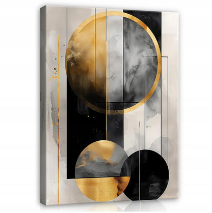 Abstraktus art deco paveikslas su auksu ant drobės sienai, miegamajam ir svetainei, 100 × 70 cm