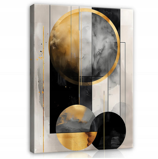 Abstraktus art deco paveikslas su auksu ant drobės sienai, miegamajam ir svetainei, 100 × 70 cm