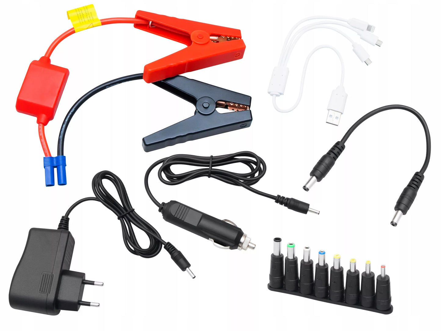 Jump Starter 12 800 mAh – Powerbank su žibintuvėliu, plaktuku ir kabeliais