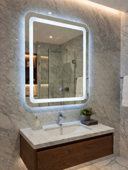 „Adrilux AURA 2“ LED vonios veidrodis, 50 × 70 cm, „Frontlight“, jutiklinis valdymas, reguliuojamas ryškumas, IP44
