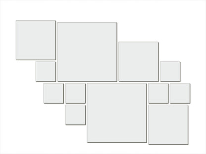Akrila spogulis kvadrāti 880x630 mm | Sudraba sienas dekors | 12 Elementi