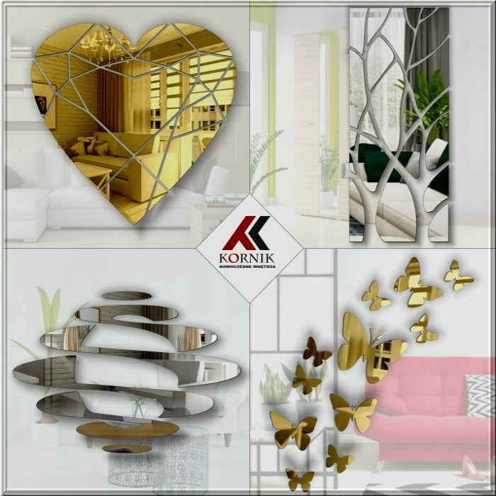 Akrila spogulis kvadrāti 880x630 mm | Sudraba sienas dekors | 12 Elementi