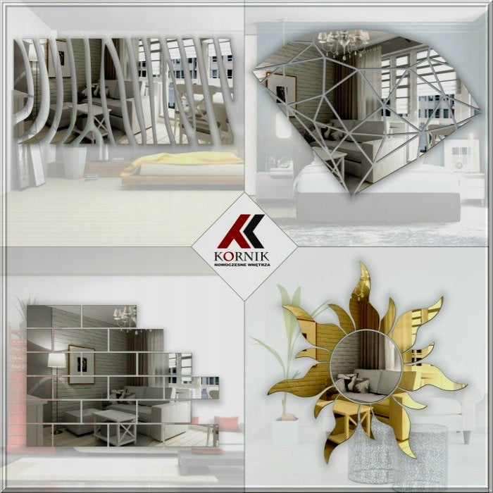 Akrila spogulis kvadrāti 880x630 mm | Sudraba sienas dekors | 12 Elementi