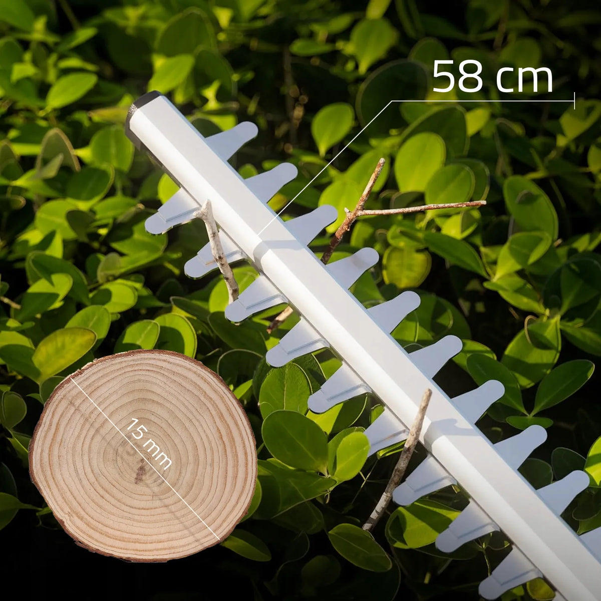 Akumuliatorinės gyvatvorių žirklės „MalTec MasterHedge-20V“, 58 cm, 20 V, 2 Ah, lazeriu apdirbti ašmenys