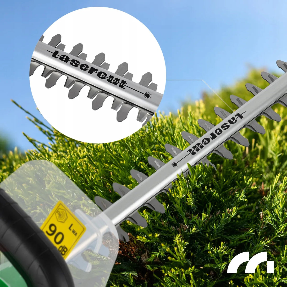 Akumuliatorinės gyvatvorių žirklės „MalTec MasterHedge-20V“, 58 cm, 20 V, 2 Ah, lazeriu apdirbti ašmenys