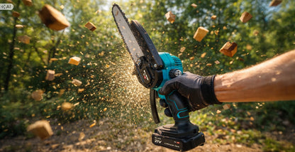 Akumuliatorinis grandininis pjūklas 1000W 8" 6" elektrinis šakų pjūklas 2x 21V akumuliatoriai