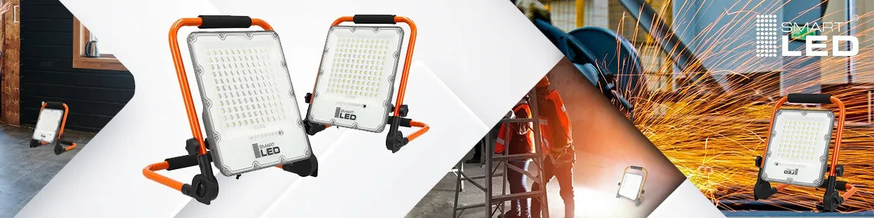 Akumuliatorinis LED prožektorius, statybinis, 100W, nešiojamas