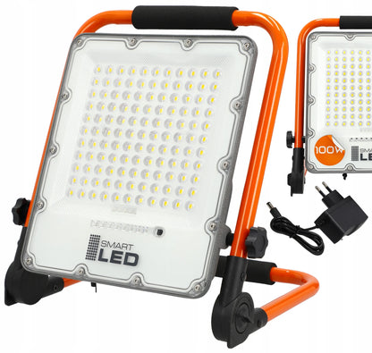 Akumuliatorinis LED prožektorius, statybinis, 100W, nešiojamas