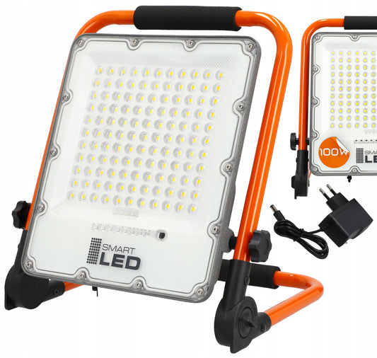 Akumuliatorinis LED prožektorius, statybinis, 100W, nešiojamas