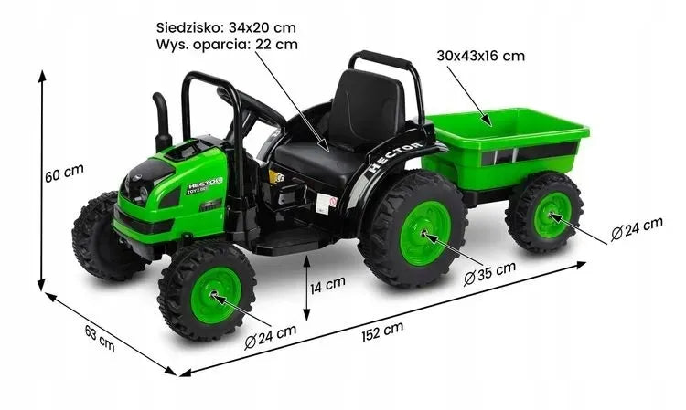 Akumuliatorinis traktorius Toyz su priekaba Caretero Hector green