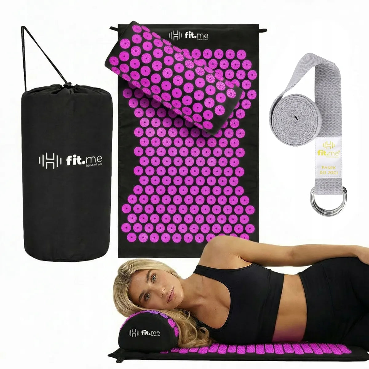 Akupresūros kilimėlis su pagalve Fit.Me Zen Lite violetinės spalvos