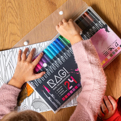 Akvareliniai žymekliai 24 vnt. dvipusiai vandens pagrindo flomasteriai