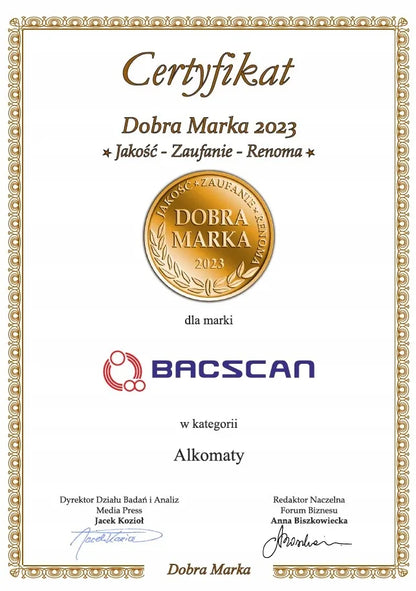 Alkotesteris BACscan 9000 Professional PRO rinkinys - kandikliai, dėklas, kalibravimai