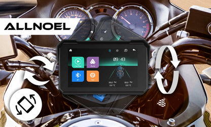 ALLNOEL A4058 motociklo multimedijos stotis, 5 colių ekranas, navigacija, „CarPlay“ ir „Android Auto“