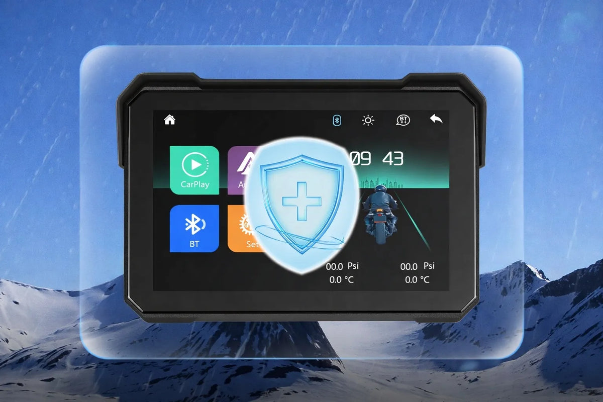 ALLNOEL A4058 motociklo multimedijos stotis, 5 colių ekranas, navigacija, „CarPlay“ ir „Android Auto“