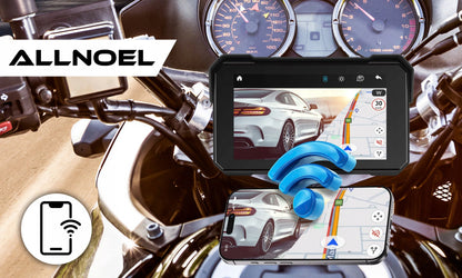 ALLNOEL A4058 motociklo multimedijos stotis, 5 colių ekranas, navigacija, „CarPlay“ ir „Android Auto“