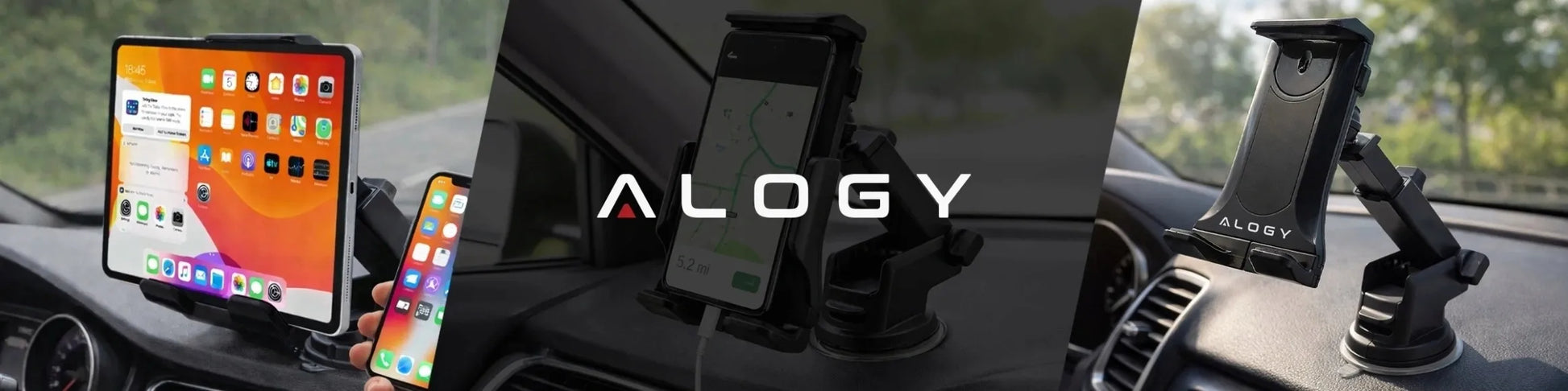 Alogy automobilinis laikiklis telefonui ir planšetei, tvirtinamas prie stiklo arba skydelio