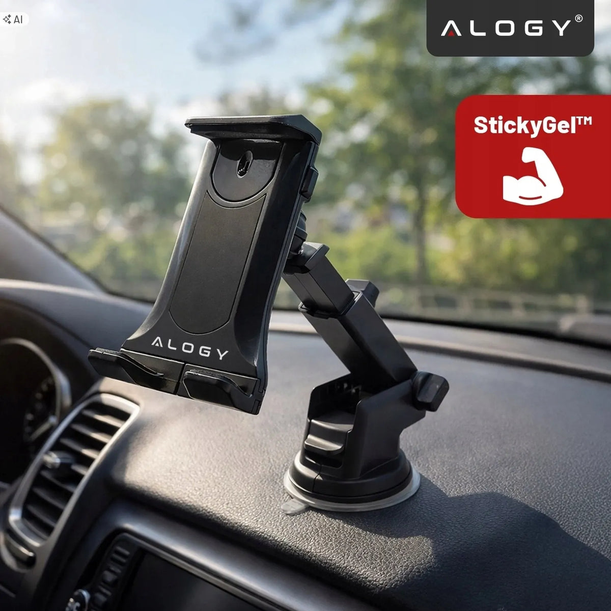 Alogy automobilinis laikiklis telefonui ir planšetei, tvirtinamas prie stiklo arba skydelio