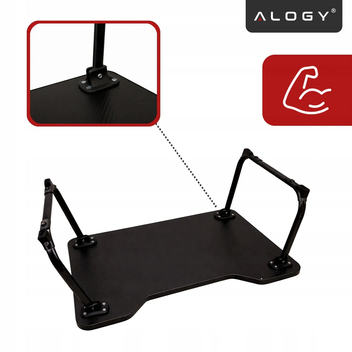 Alogy CarbonDesk™ sulankstomas stabilus staliukas nešiojamajam kompiuteriui, 60 × 40 cm, juodas