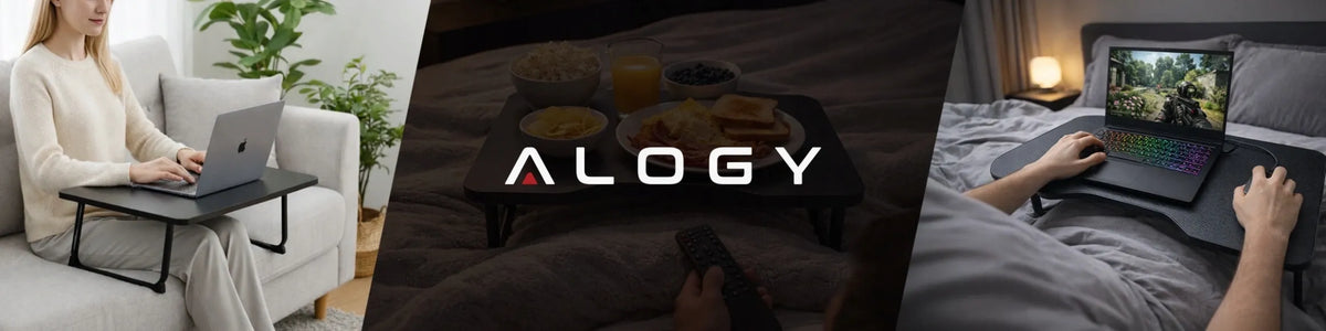 Alogy CarbonDesk™ sulankstomas stabilus staliukas nešiojamajam kompiuteriui, 60 × 40 cm, juodas