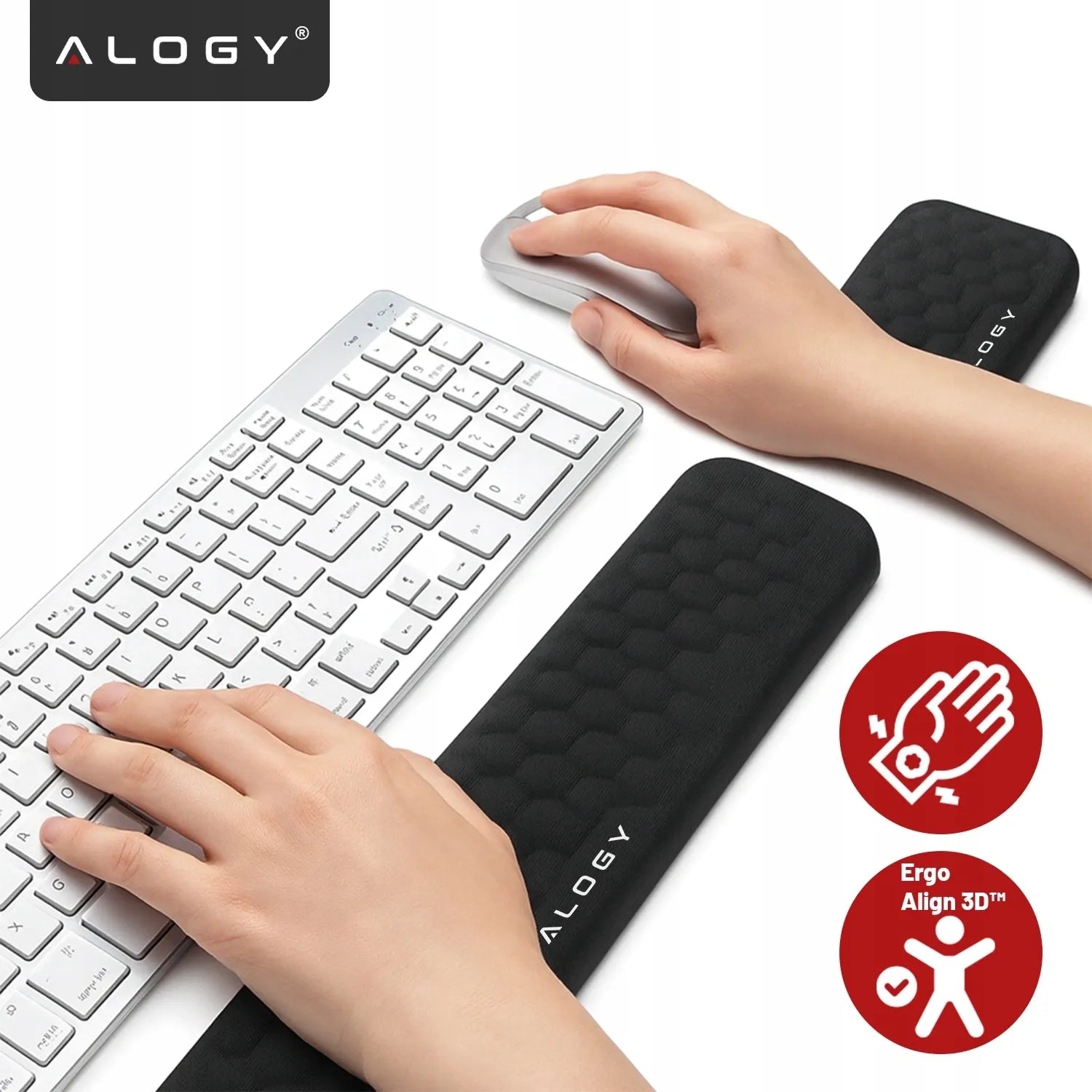 Alogy ErgoSupport™ riešų atramų rinkinys klaviatūrai ir pelei su Memory Foam